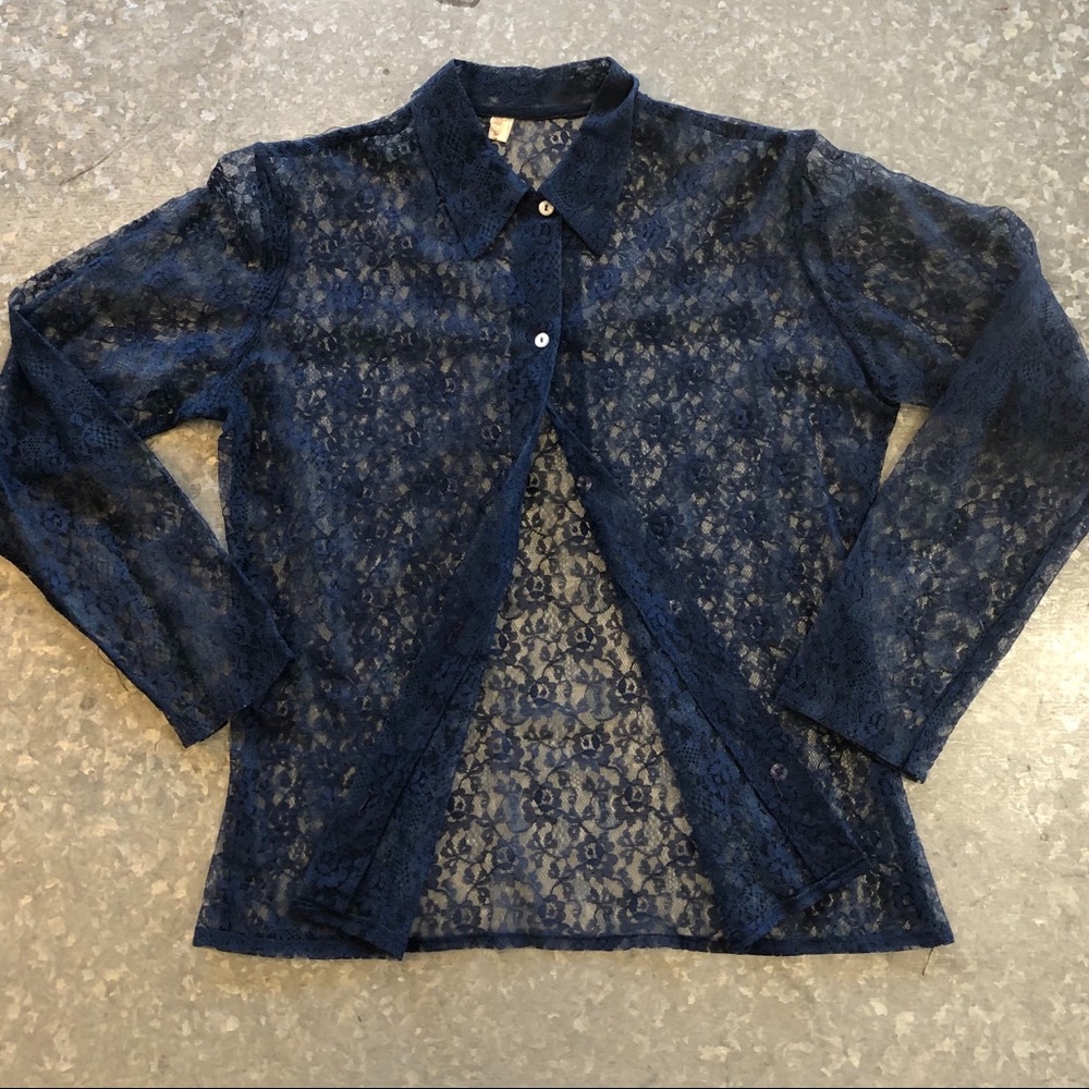 Vintage lace blouse! Navy Sz SM-M